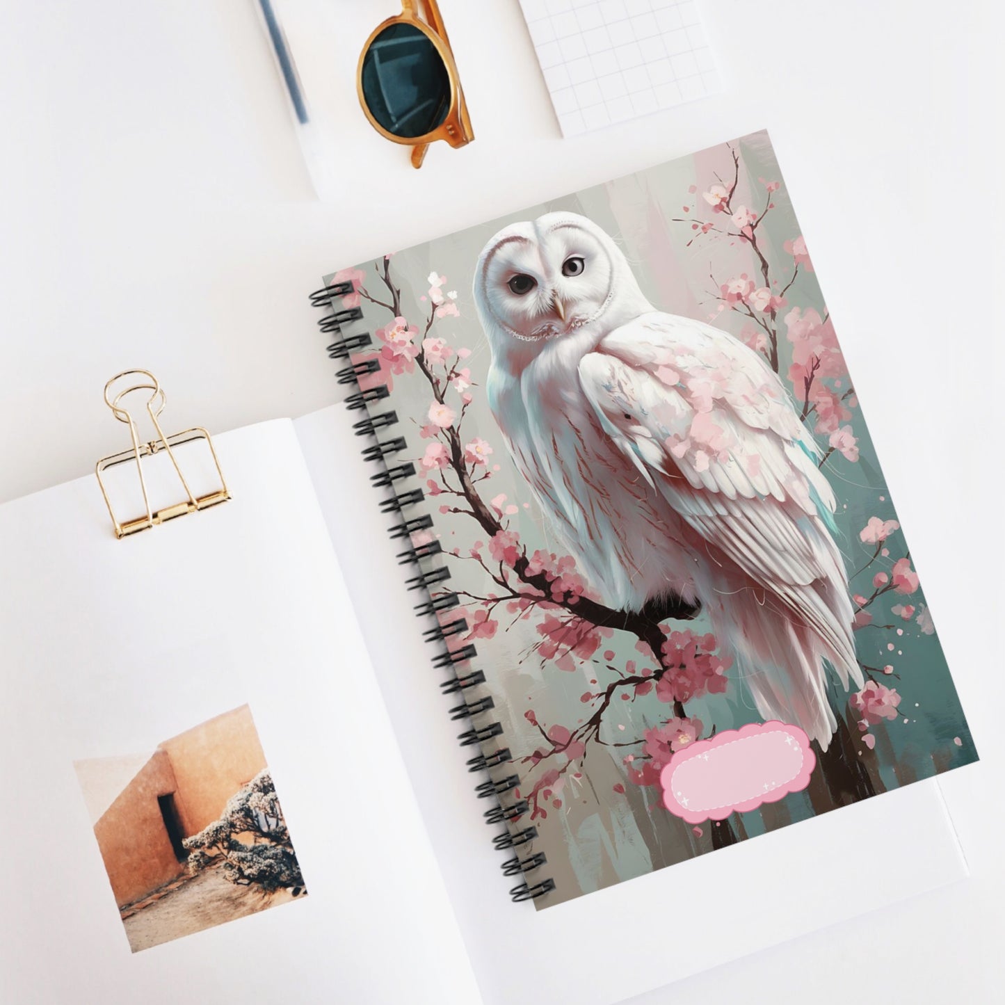 “Blossom Watcher” - Owl Spiral Notebook