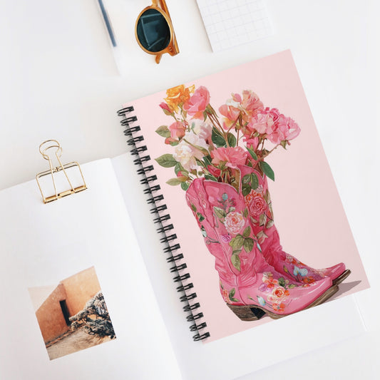 “Blossoms & Boots” - Spiral Notebook