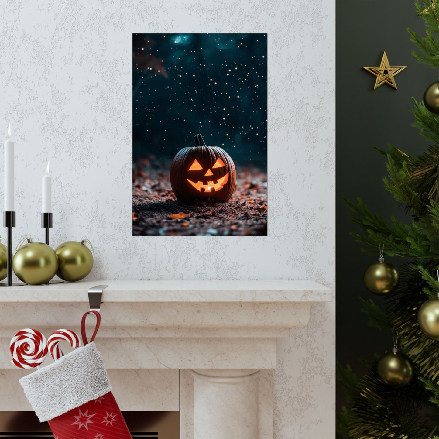 “Frightfully Festive Glow” - Pumpkin Matte Canvas Poster
