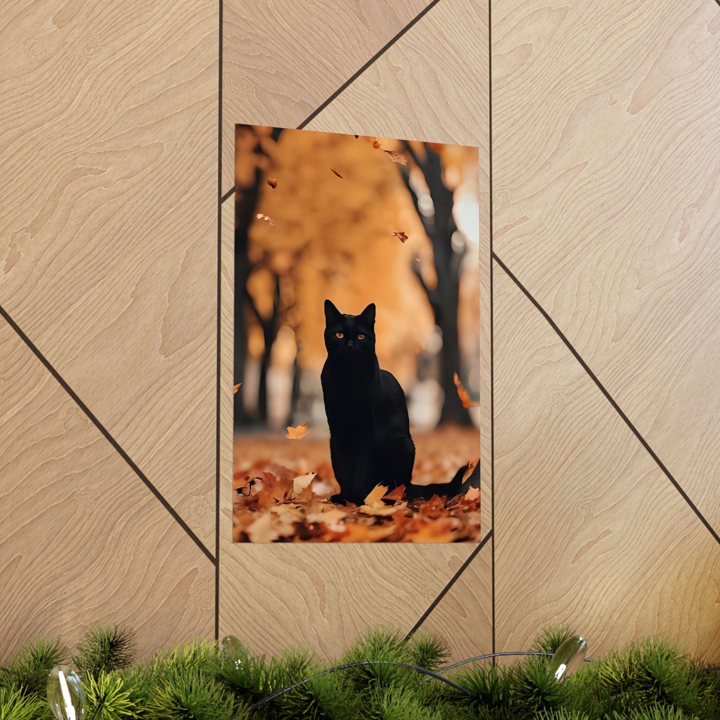 “Shadow on the Path” - Black Cat Matte Canvas Poster