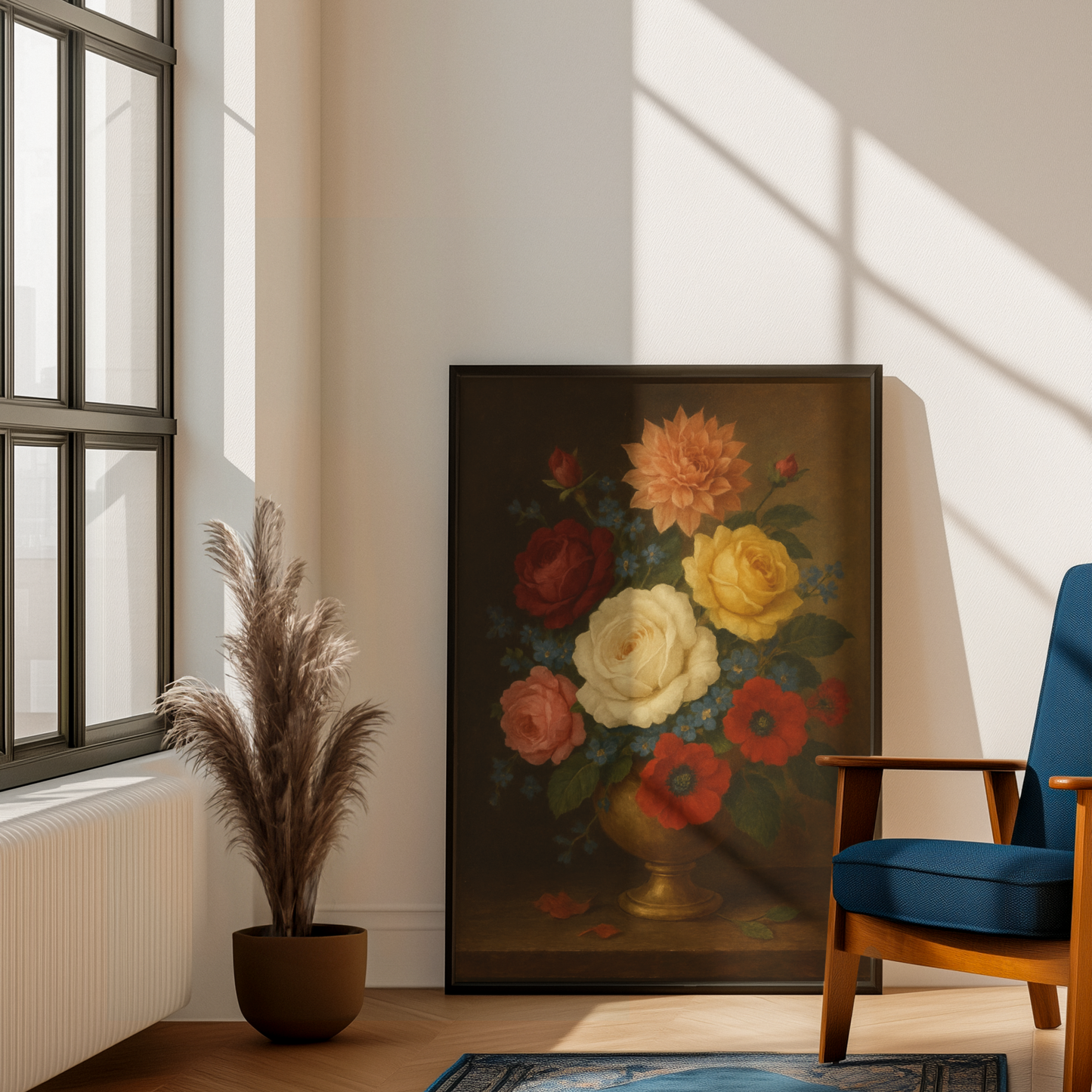 Vintage Floral Bouquet Satin Art Poster