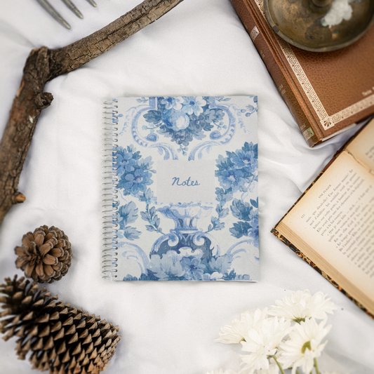 Blue Victorian Elegant Floral Spiral Notebook