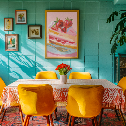 Sweet Fantasy Strawberry Cake Oil Painting