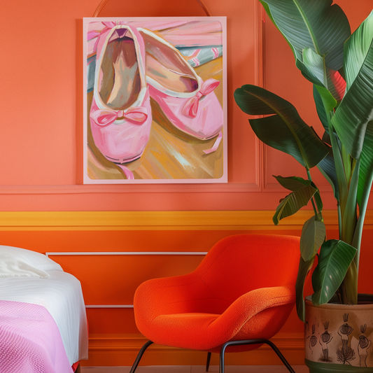 Graceful Elegance - Pink Ballet Slippers Oil Painting