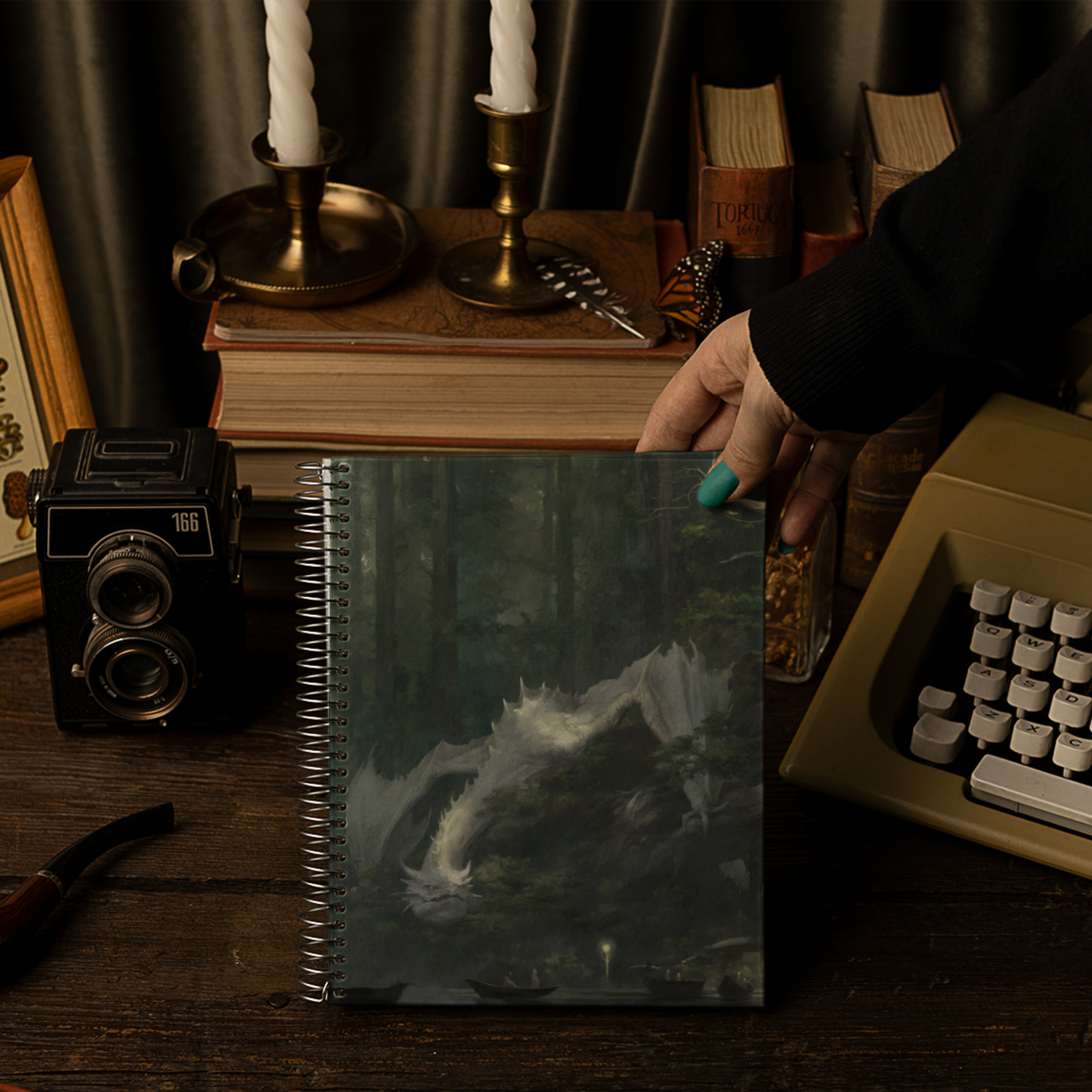 Wings of Winter light Dragon Spiral Notebook
