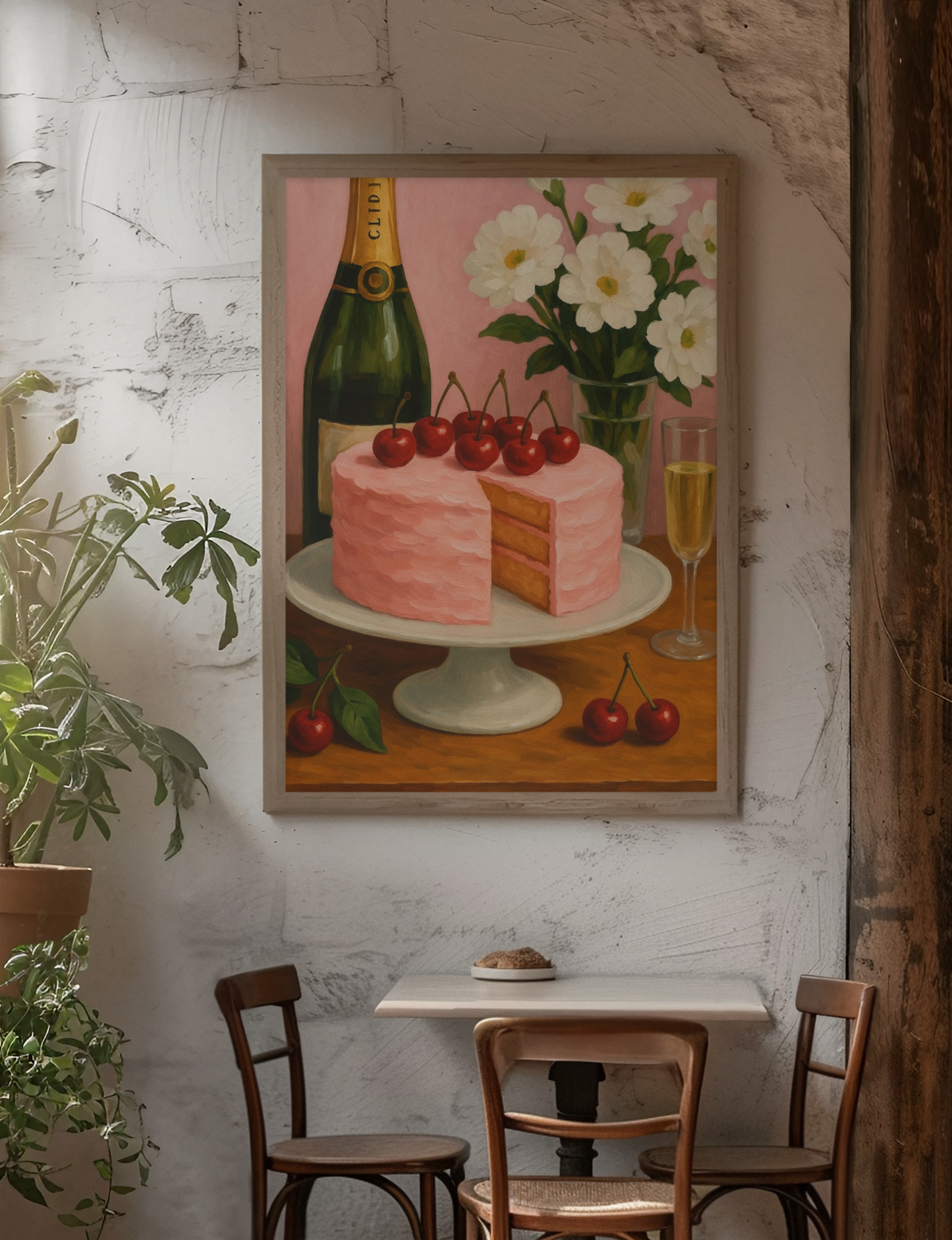 "Cherry Bliss & Bubbles" Satin Poster