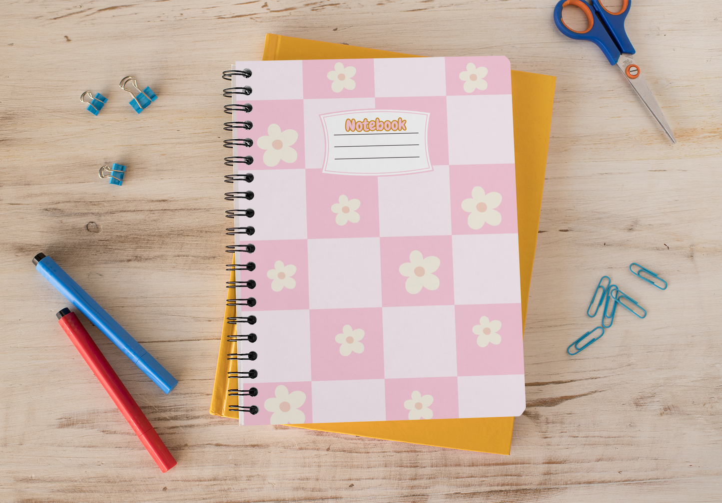 Daisy Daydreams - Checkered Spiral Notebook