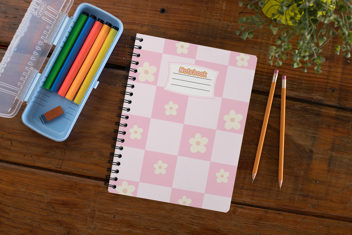 Daisy Daydreams - Checkered Spiral Notebook