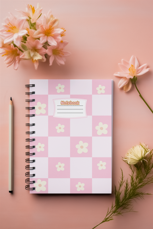 Daisy Daydreams - Checkered Spiral Notebook