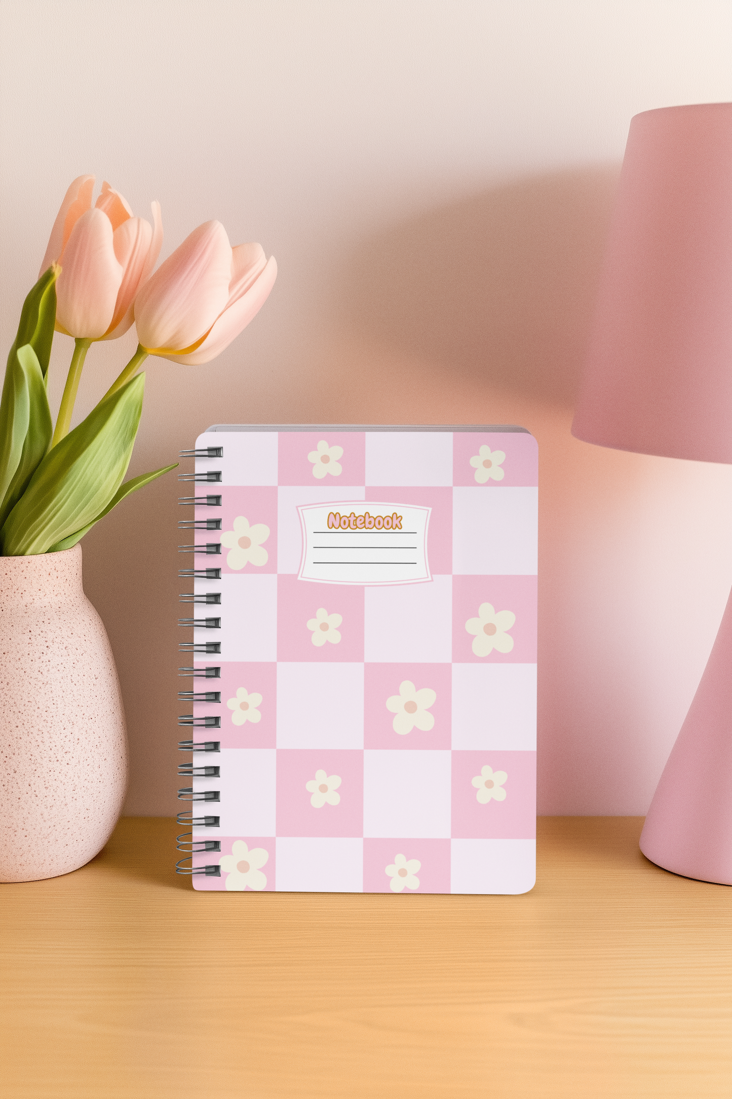 Daisy Daydreams - Checkered Spiral Notebook