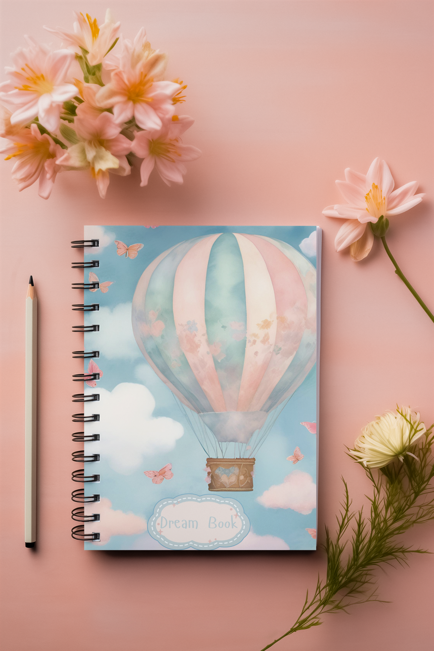 “Above the Clouds” - Dreamy Hot Air Balloon Spiral Notebook