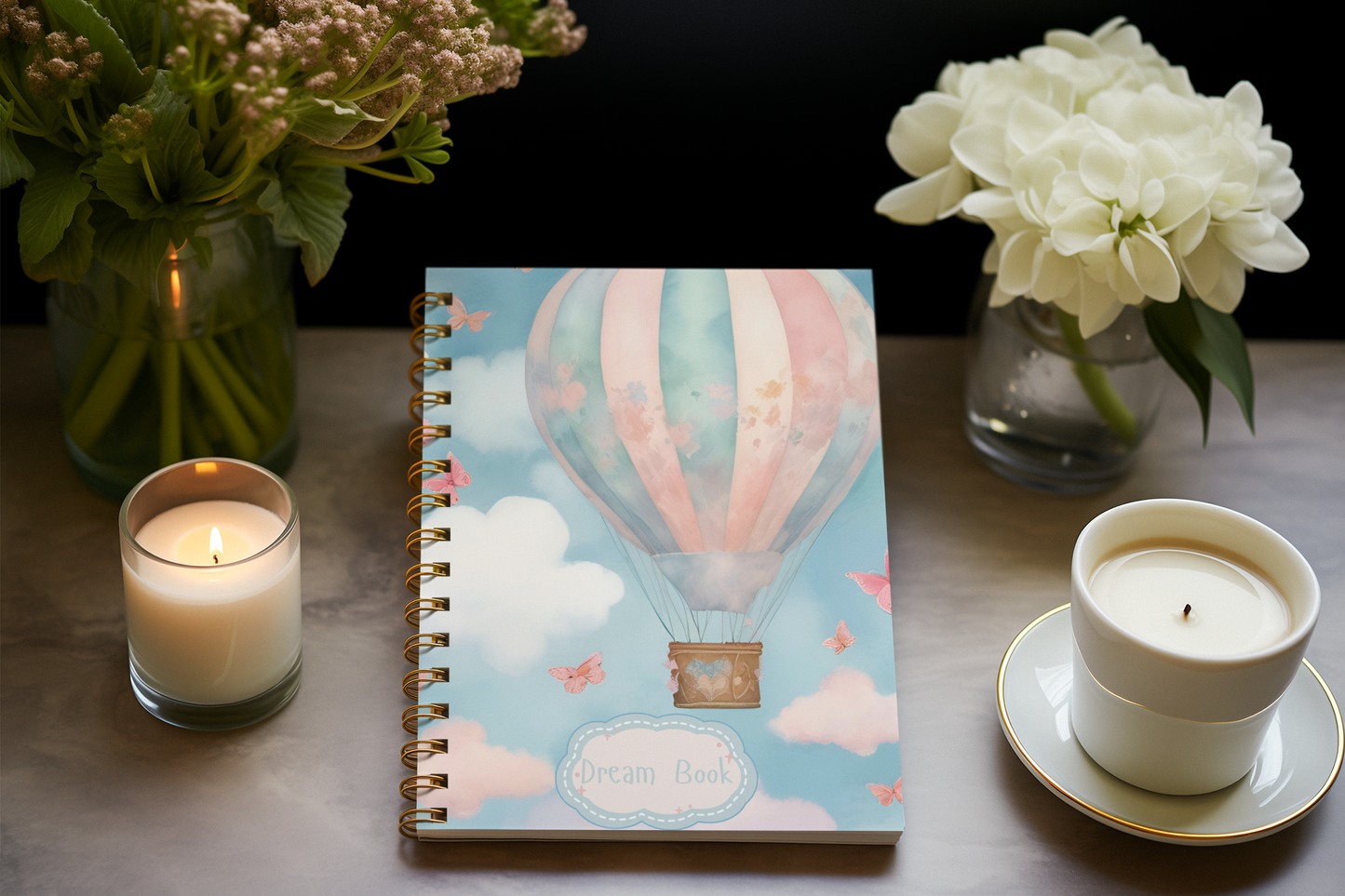 “Above the Clouds” - Dreamy Hot Air Balloon Spiral Notebook