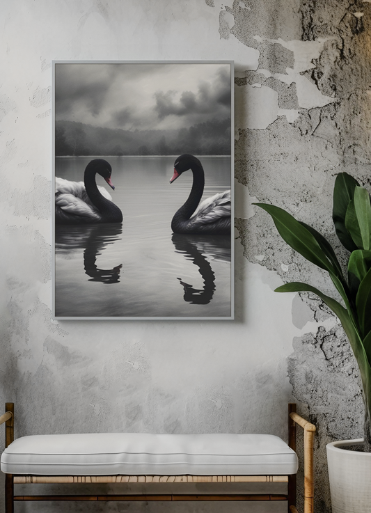"The Lake Remembers" - Swan Satin Poster