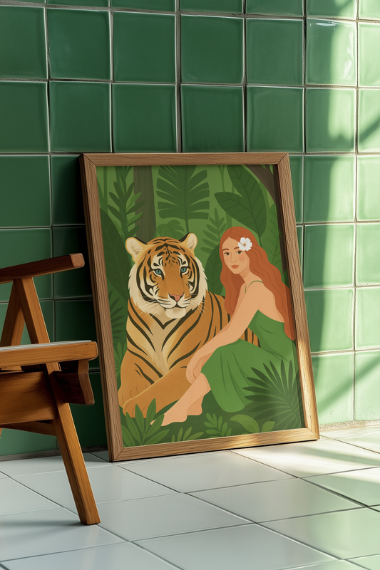 “Taming the Jungle’s Heart”  -  Tiger Satin Poster