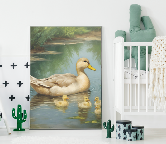 "Little Loves Afloat" - Duck Satin Poster