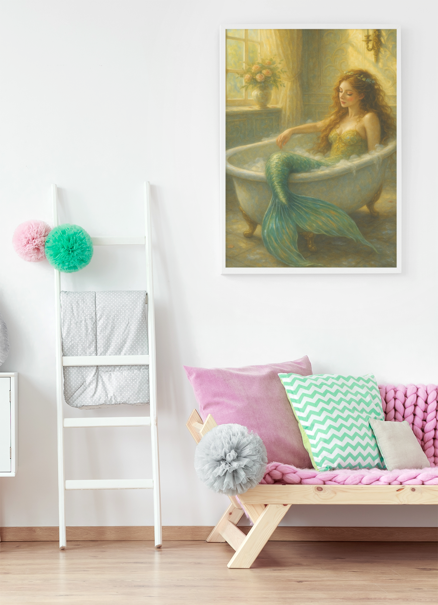 "The Mermaid's Morning" - Mermaid Satin Poster