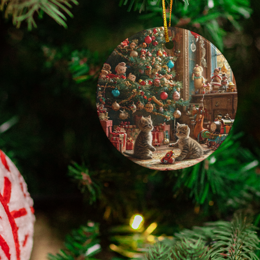 “Tinsel Tails”  - Kitten Acrylic Ornament