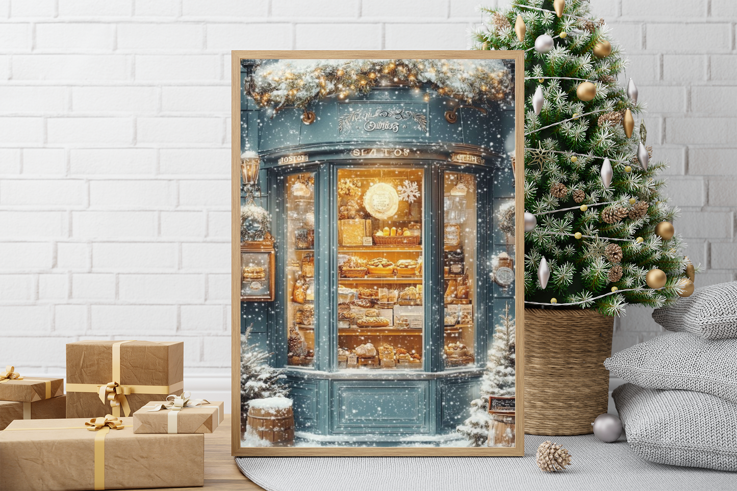 “Sugar & Snowflakes Bakery”- Matte Canvas Poster