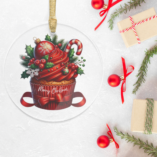 “Frosted With Joy” - Cupcake Clear Acrylic Ornament