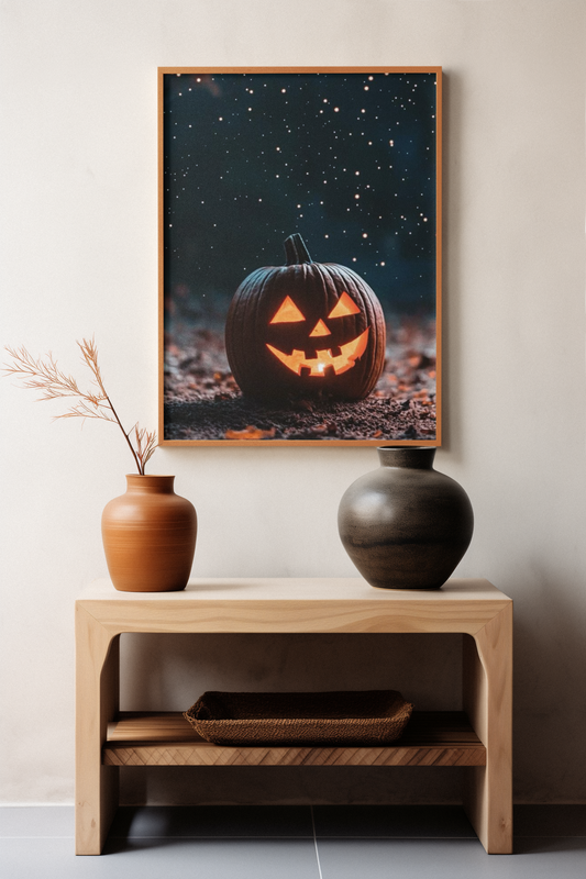“Frightfully Festive Glow” - Pumpkin Matte Canvas Poster