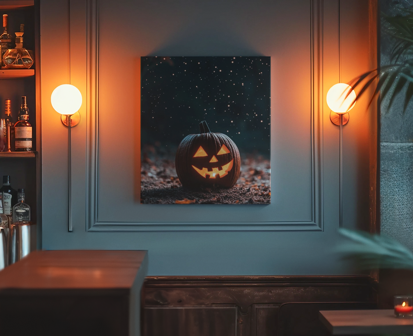 “Frightfully Festive Glow” - Pumpkin Matte Canvas Poster