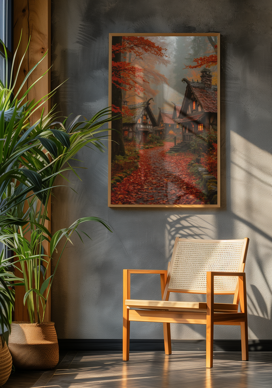 “Village of Golden Leaves” - Matte Canvas Poster