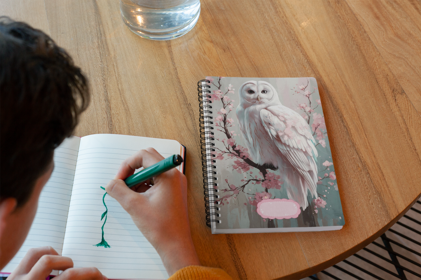 “Blossom Watcher” - Owl Spiral Notebook