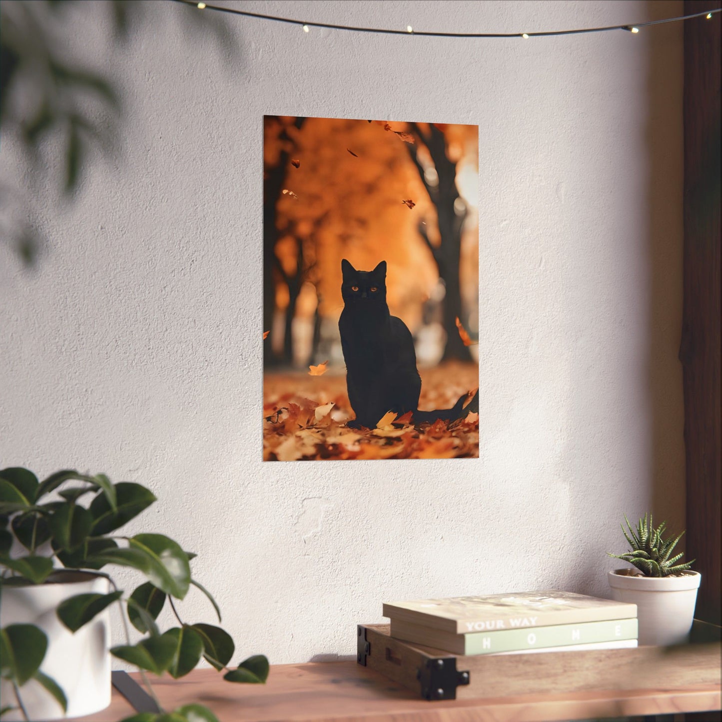 “Shadow on the Path” - Black Cat Matte Canvas Poster