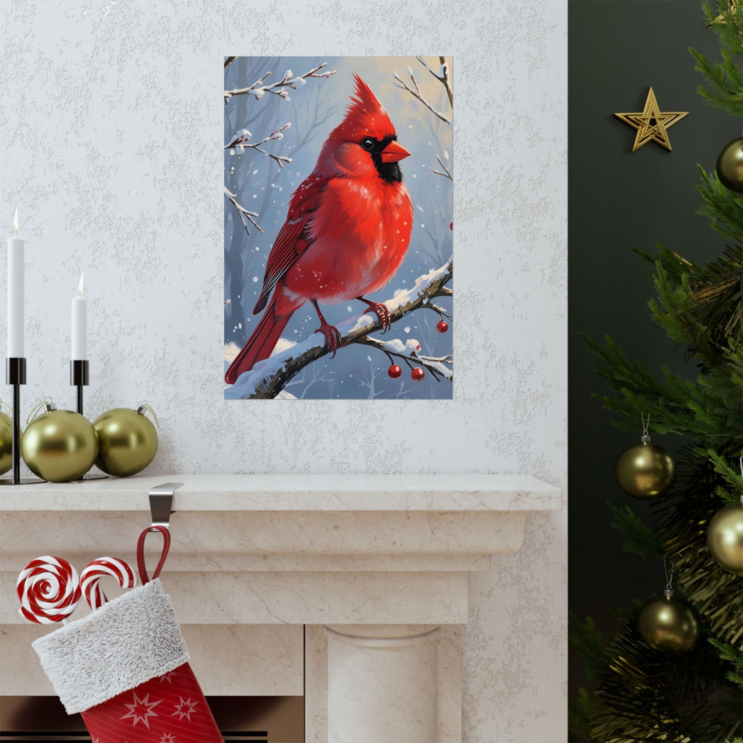 “Cardinal of Christmas” - Matte Canvas Poster