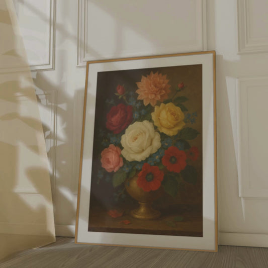 Vintage Floral Bouquet Satin Art Poster