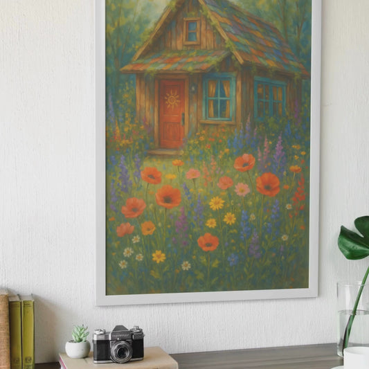 Charming Floral Cottage Satin Poster