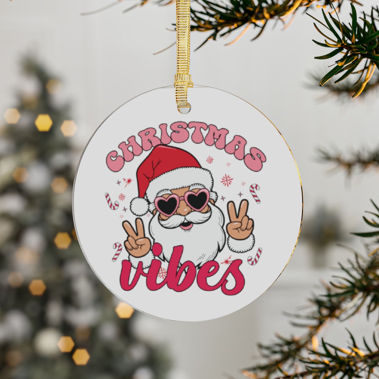 “Groovy Claus” - Santa Clear Acrylic Ornament