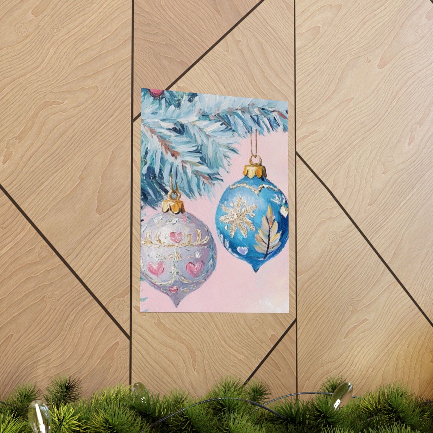 “Pink Blue & Pine” - Ornament Matte Canvas Poster