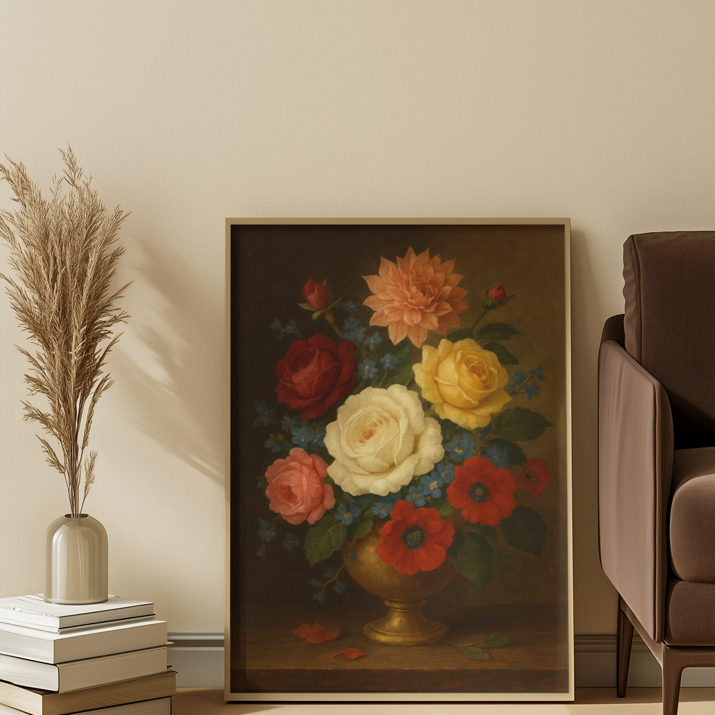 Vintage Floral Bouquet Satin Art Poster