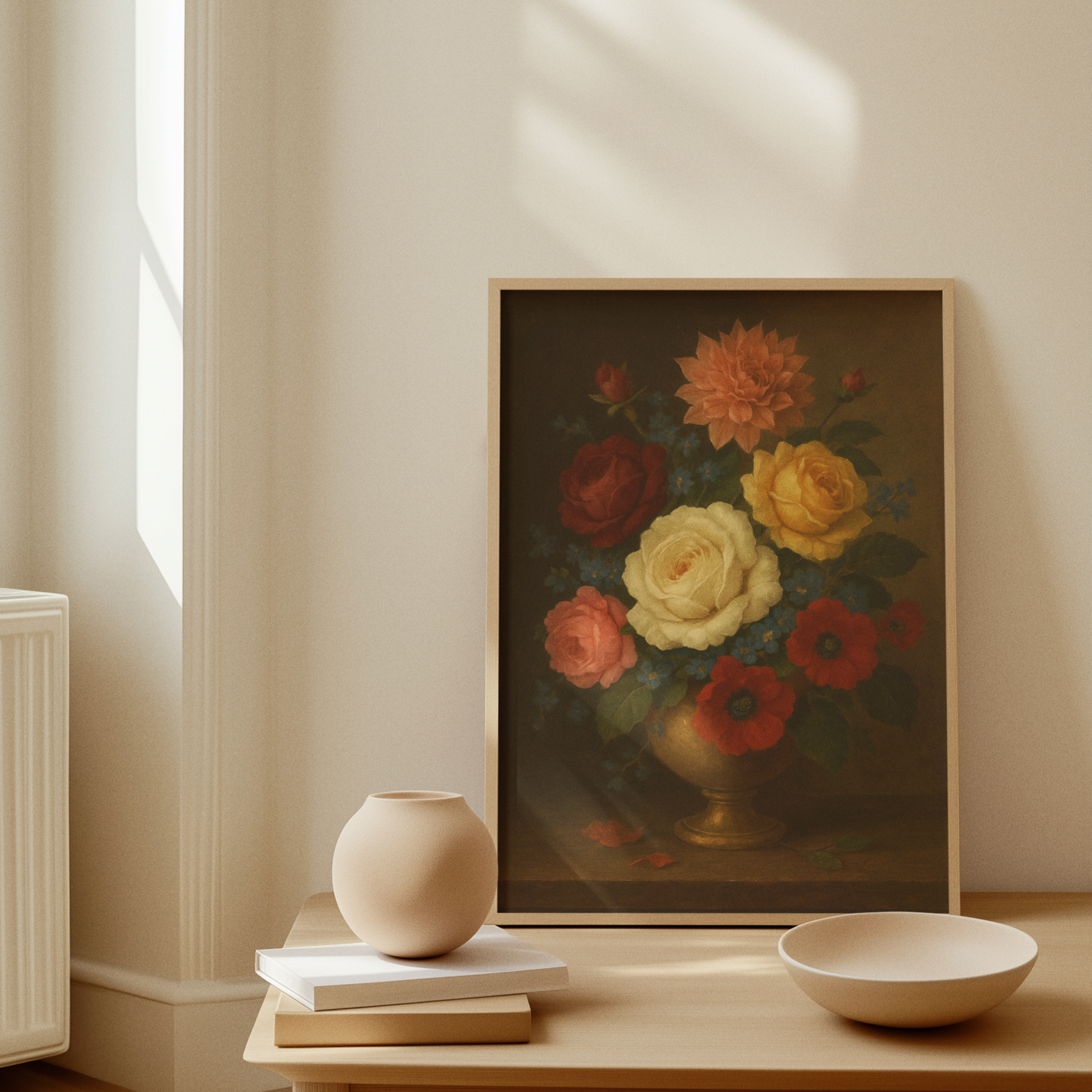 Vintage Floral Bouquet Satin Art Poster