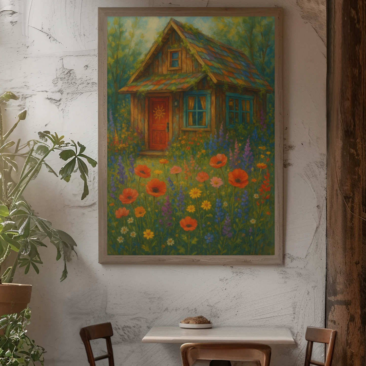 Charming Floral Cottage Satin Poster