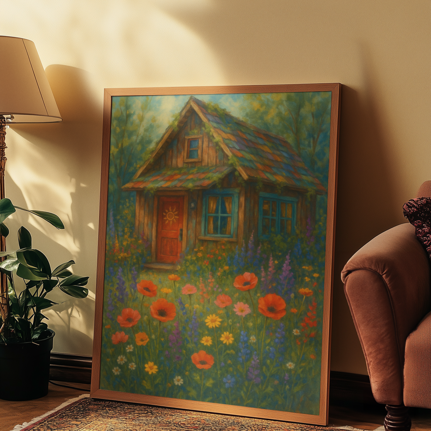 Charming Floral Cottage Satin Poster