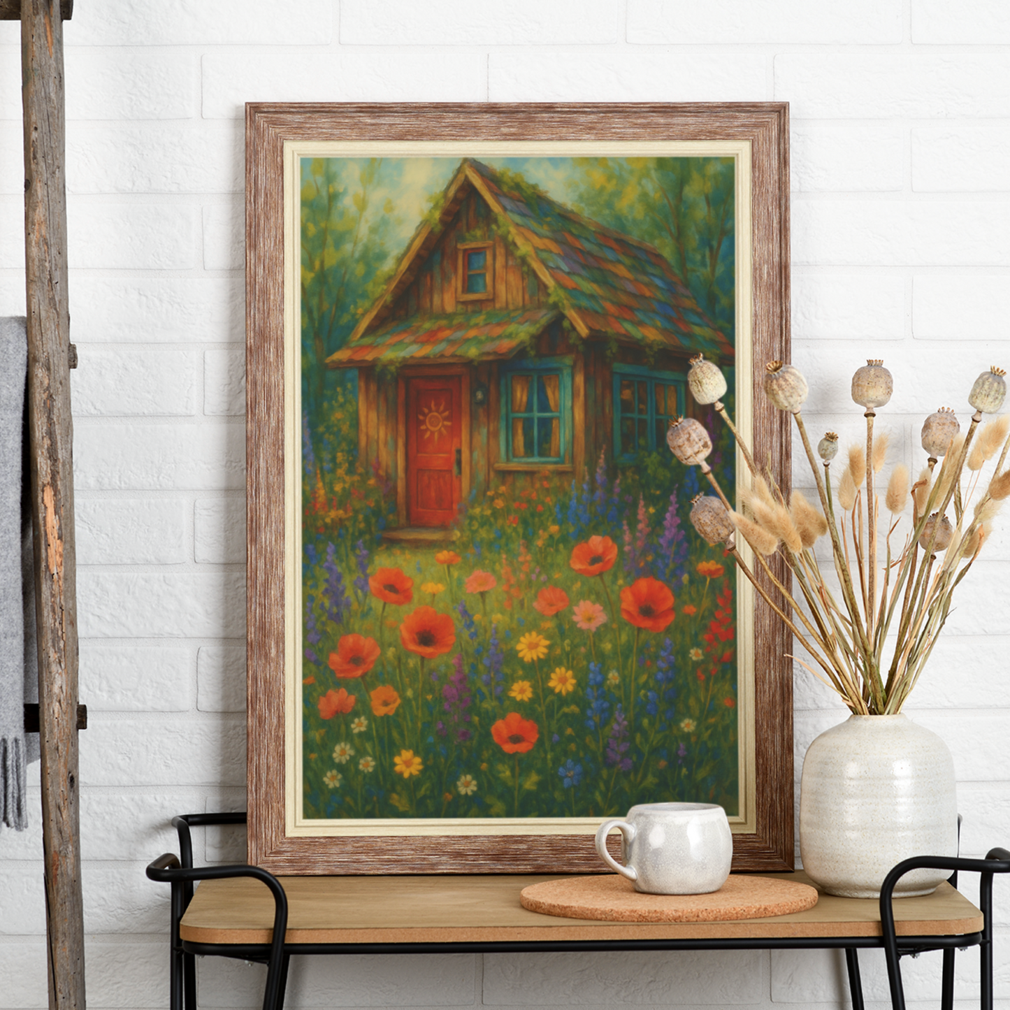 Charming Floral Cottage Satin Poster