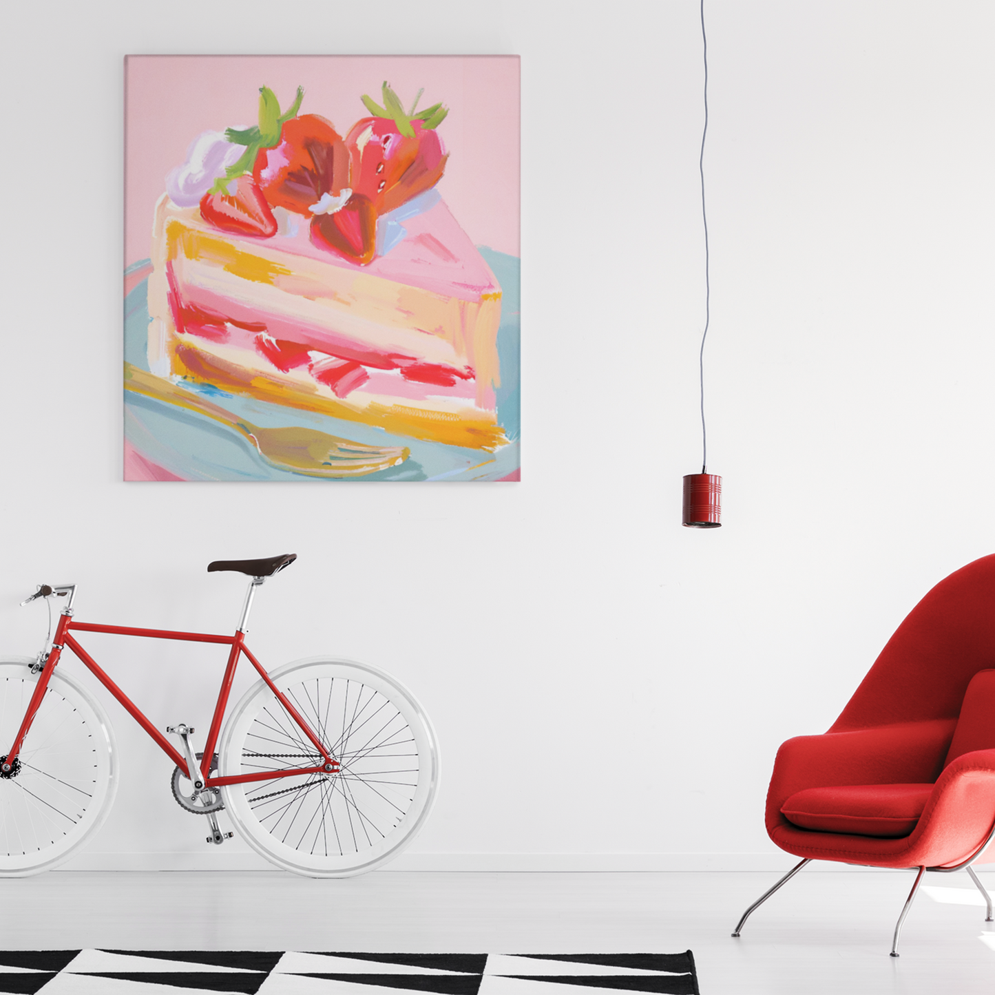 Sweet Fantasy Strawberry Cake Oil Painting