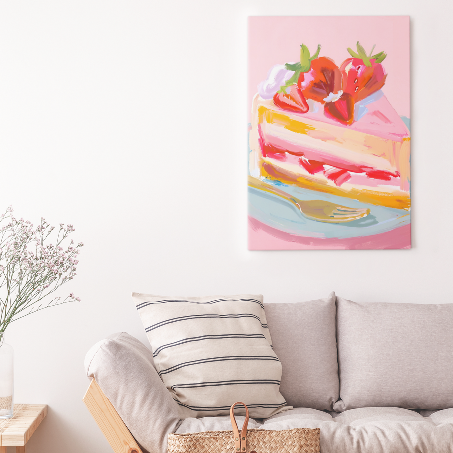 Sweet Fantasy Strawberry Cake Oil Painting