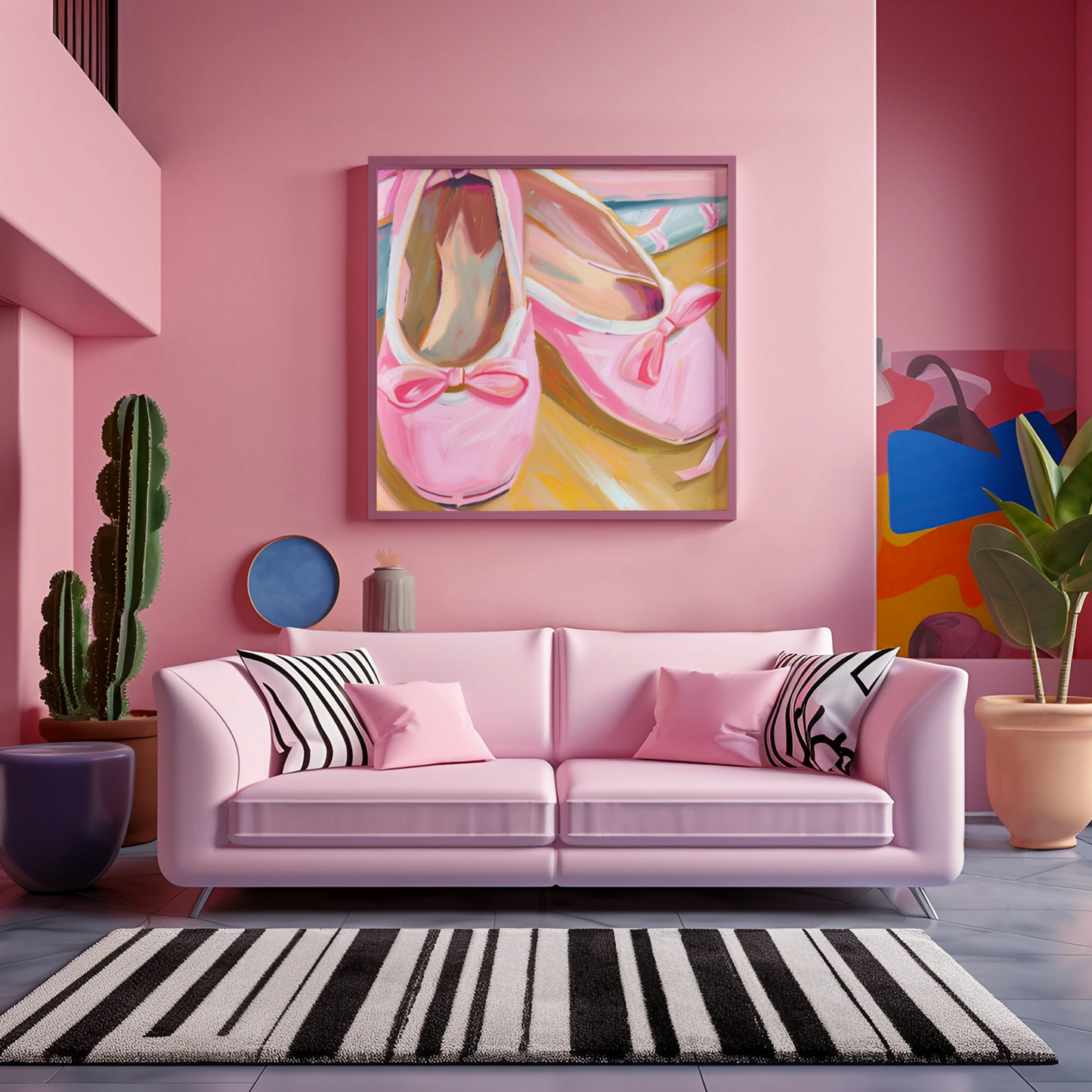 Graceful Elegance - Pink Ballet Slippers Oil Painting
