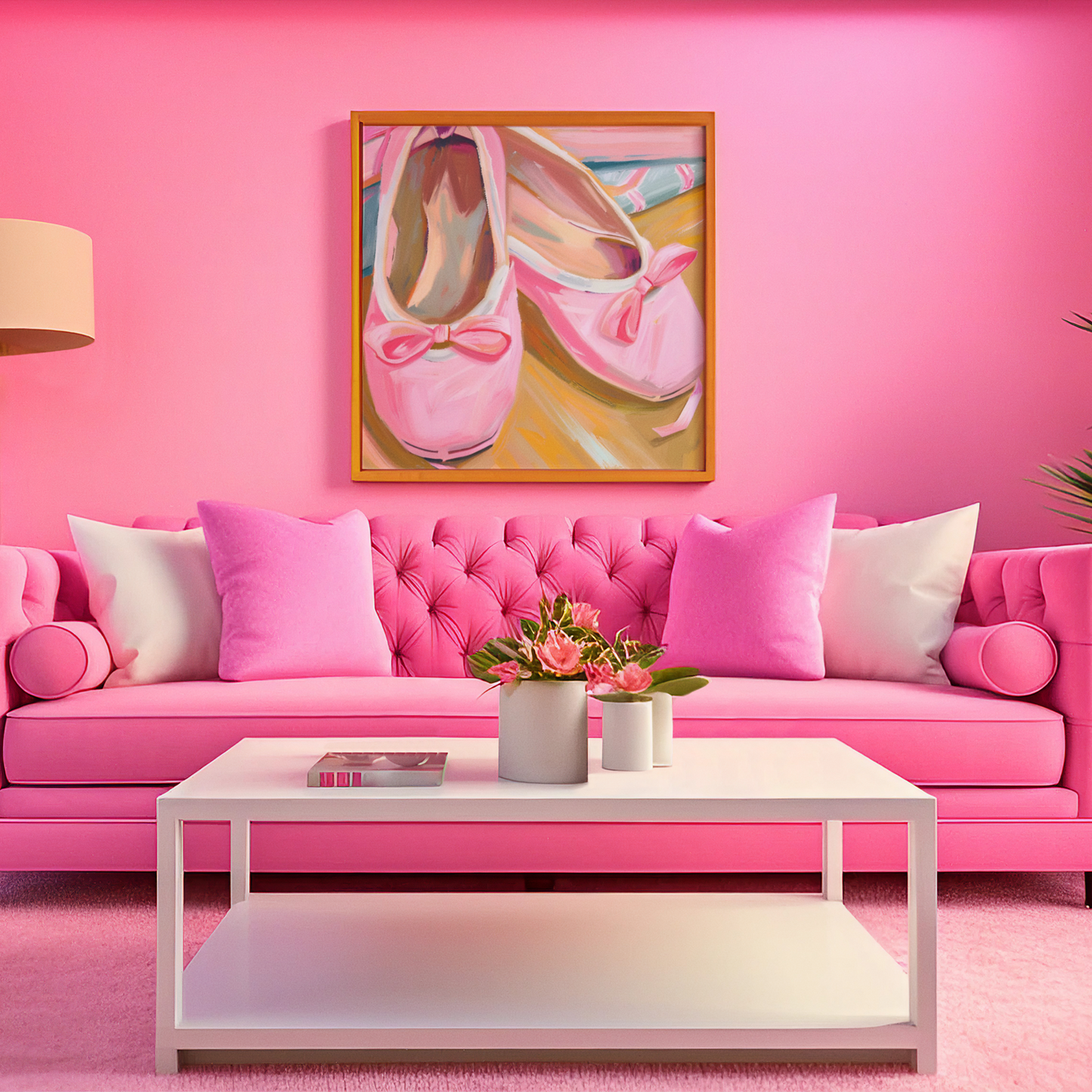 Graceful Elegance - Pink Ballet Slippers Oil Painting