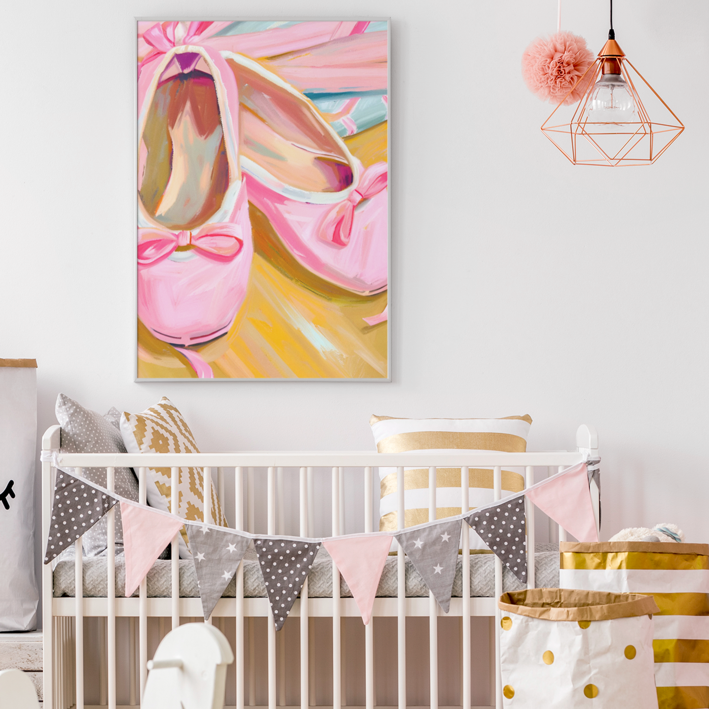 Graceful Elegance - Pink Ballet Slippers Oil Painting