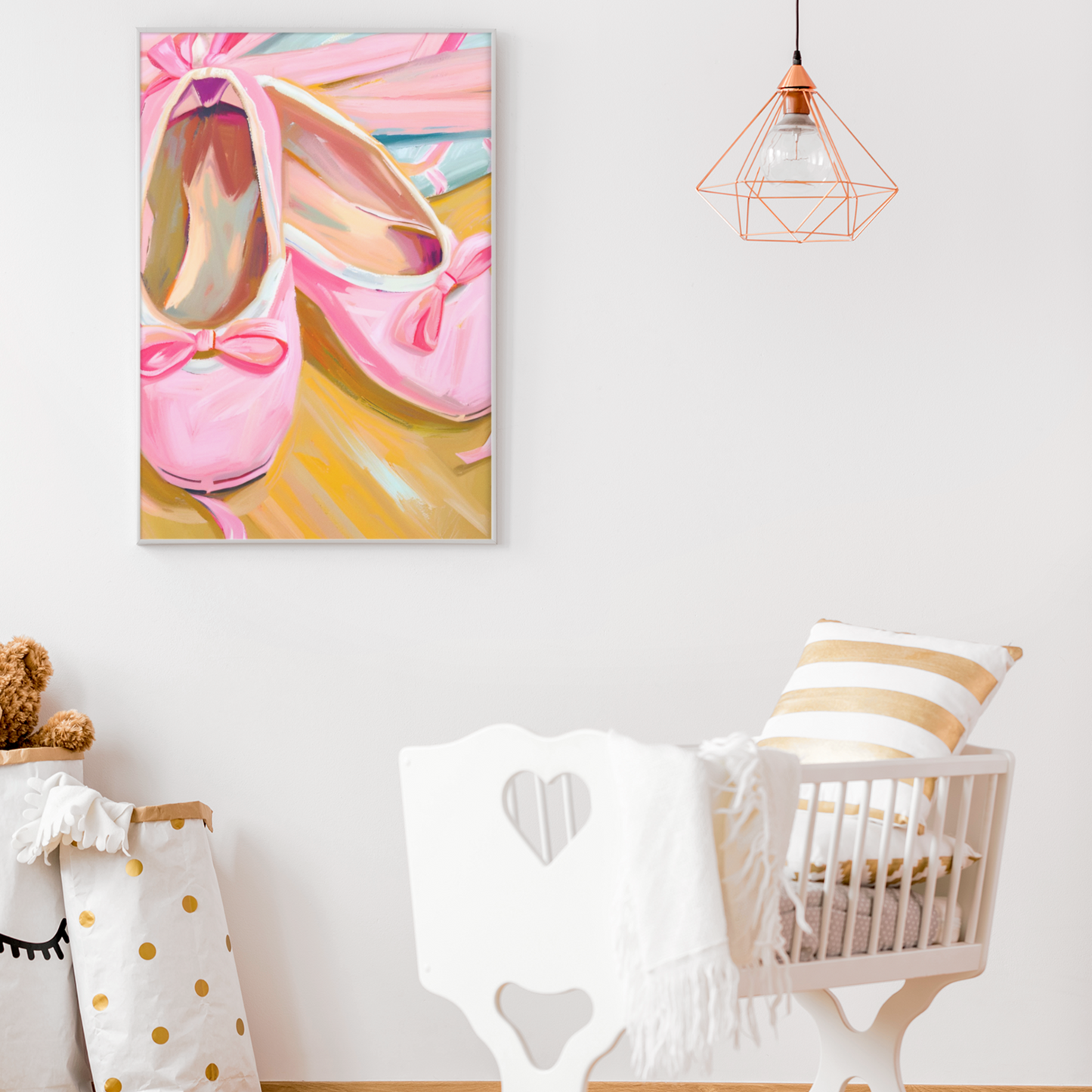 Graceful Elegance - Pink Ballet Slippers Oil Painting