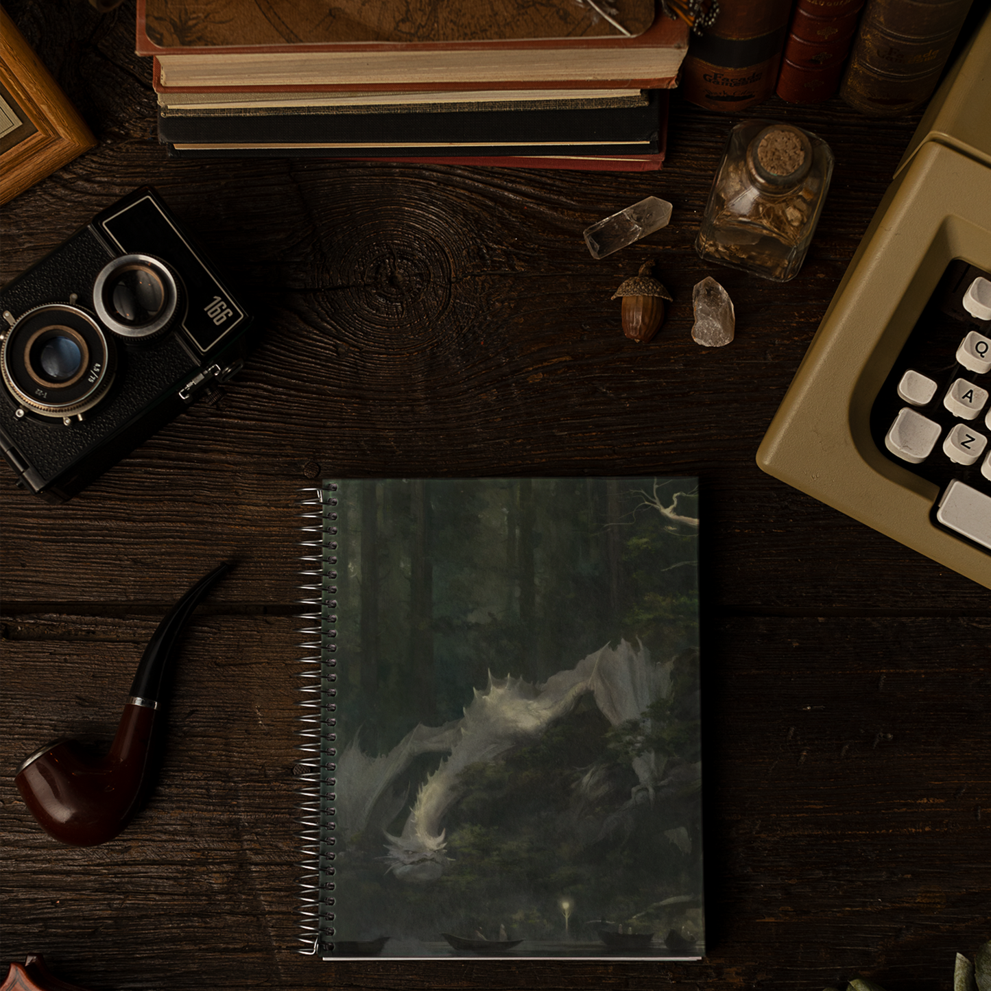 Wings of Winter light Dragon Spiral Notebook