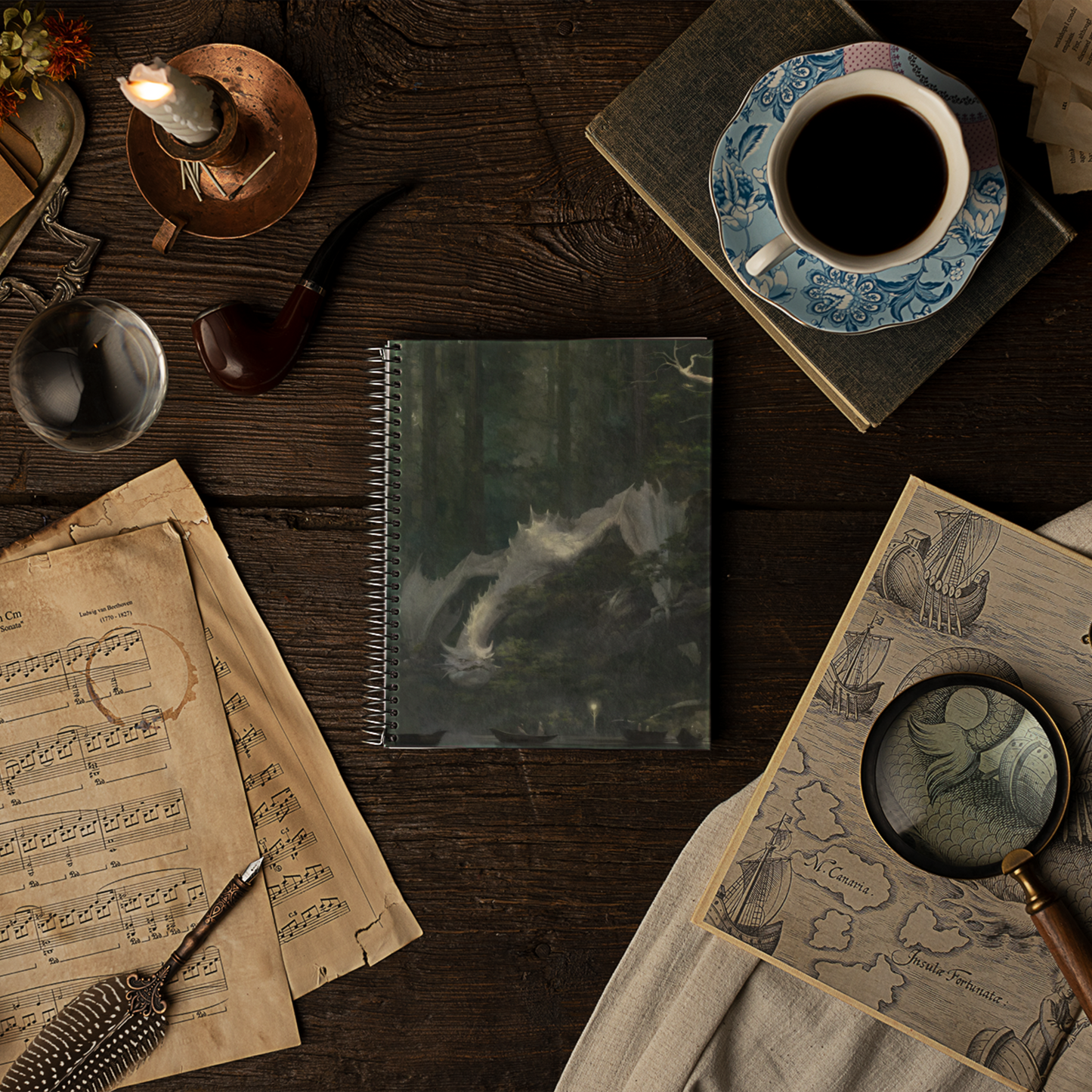 Wings of Winter light Dragon Spiral Notebook