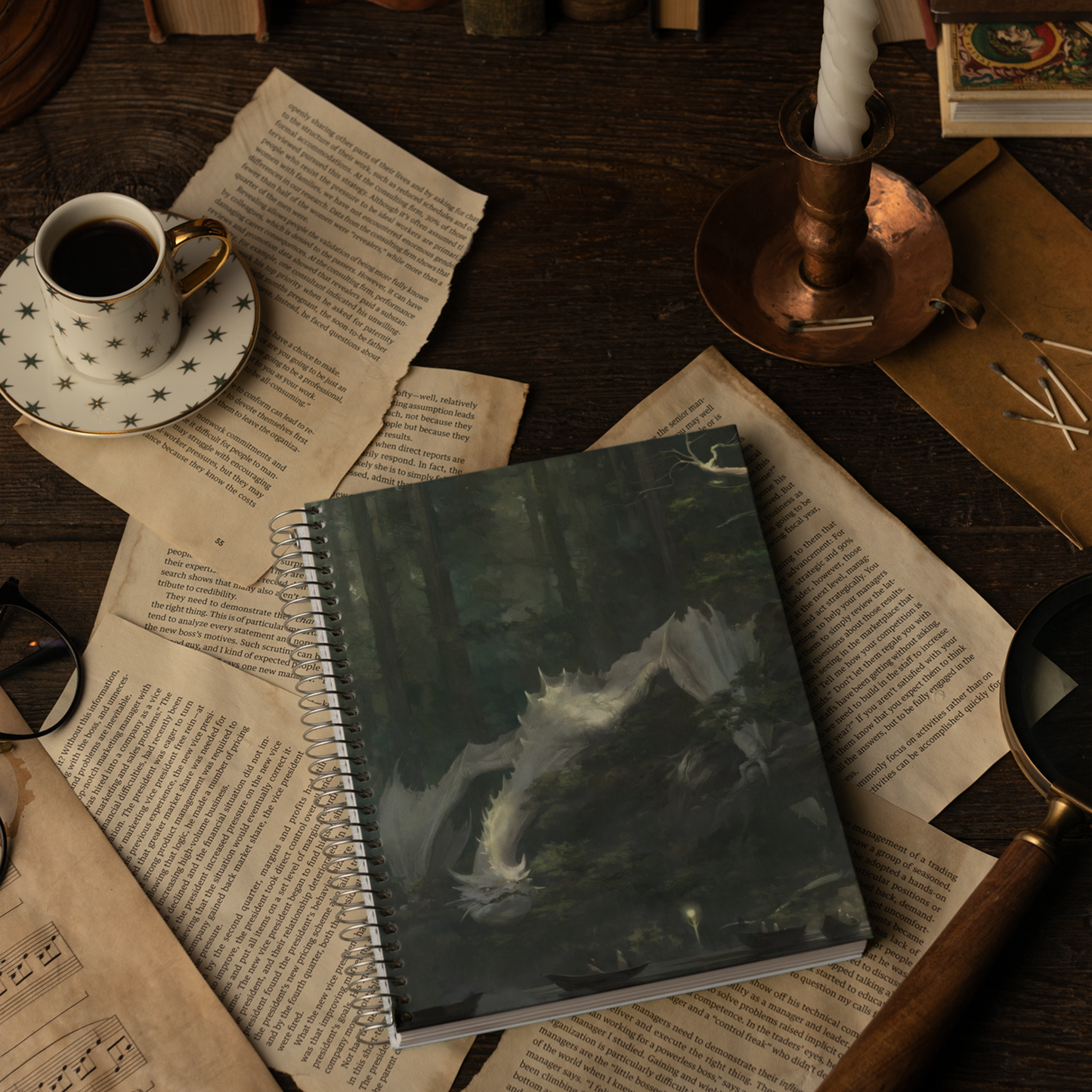 Wings of Winter light Dragon Spiral Notebook