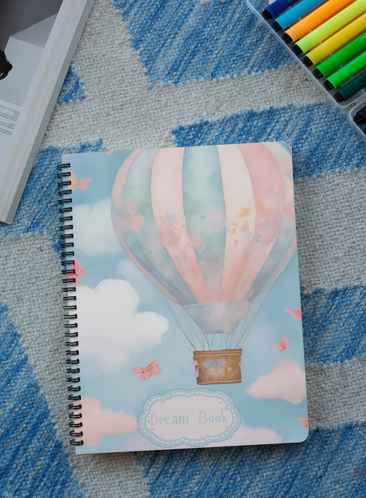 “Above the Clouds” -  Dreamy Hot Air Balloon Spiral Notebook