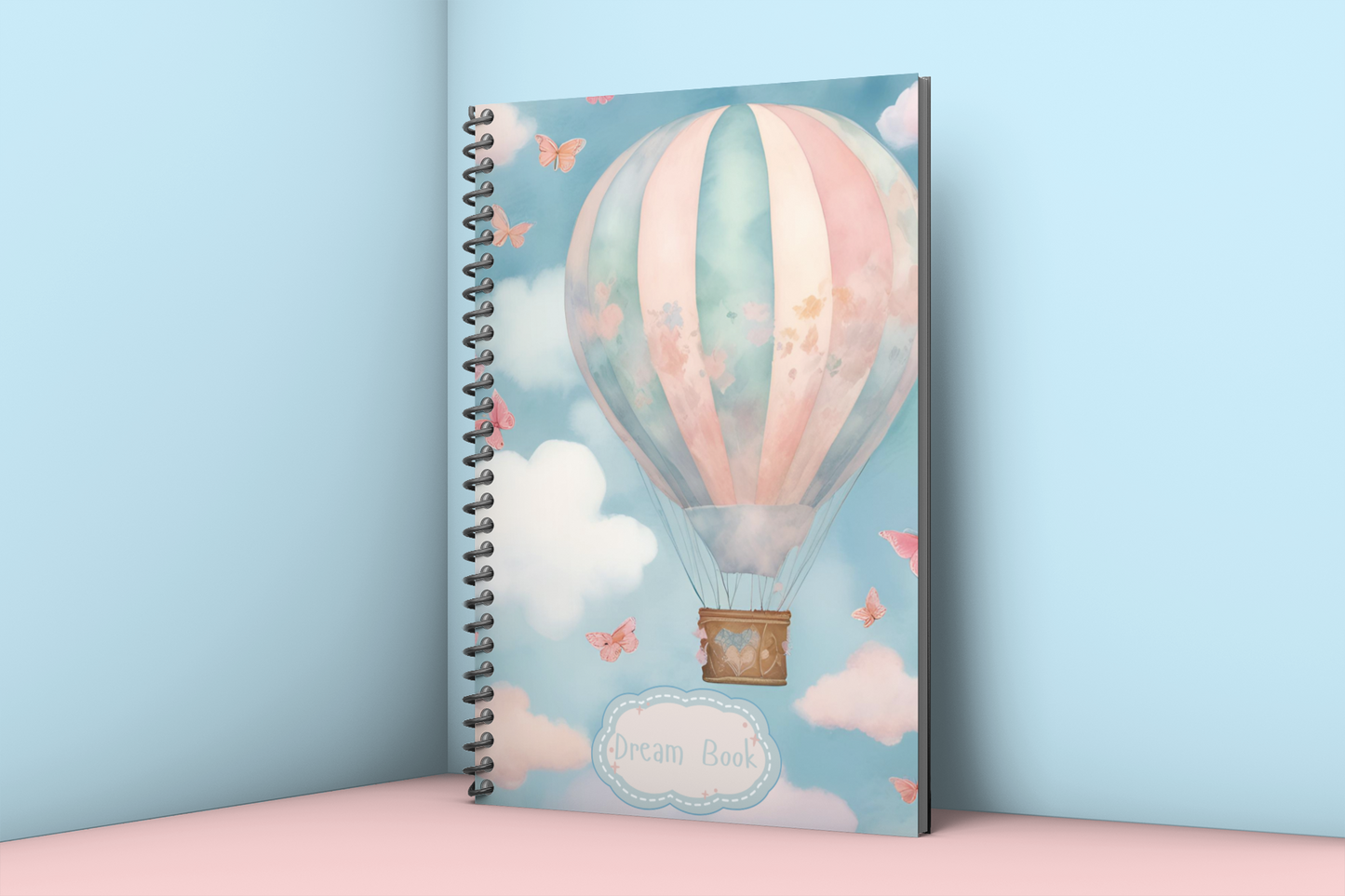 “Above the Clouds” -  Dreamy Hot Air Balloon Spiral Notebook