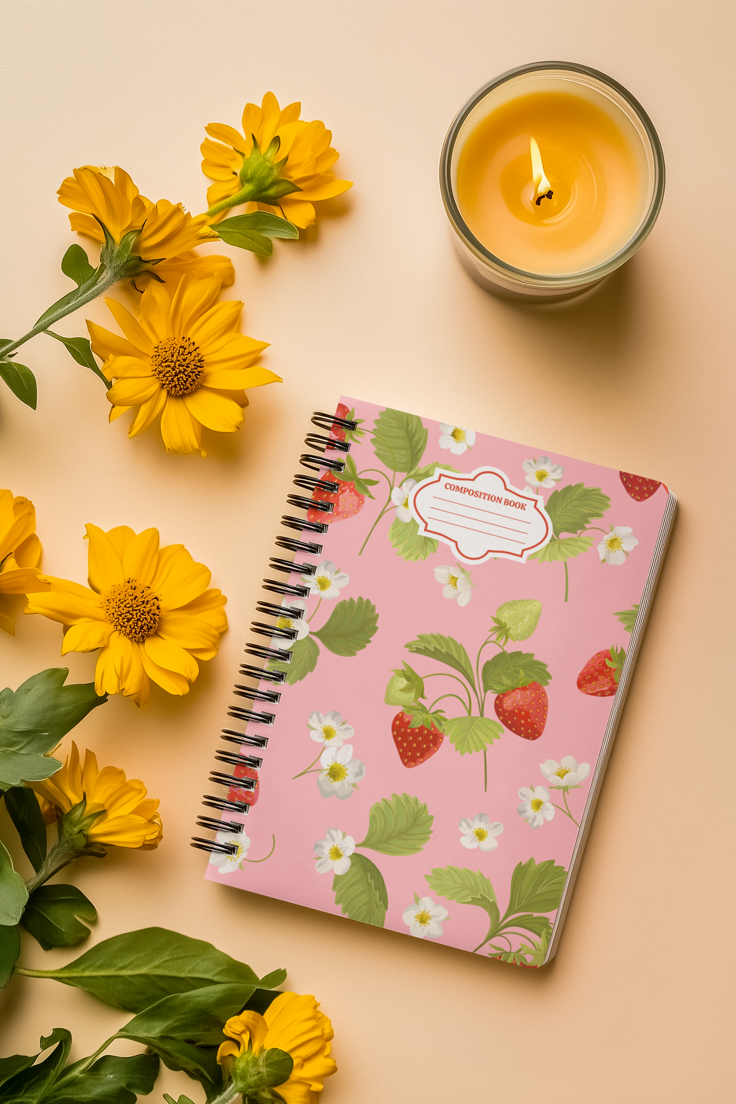 “Strawberry Swirl & Scribbles” - Spiral Notebook